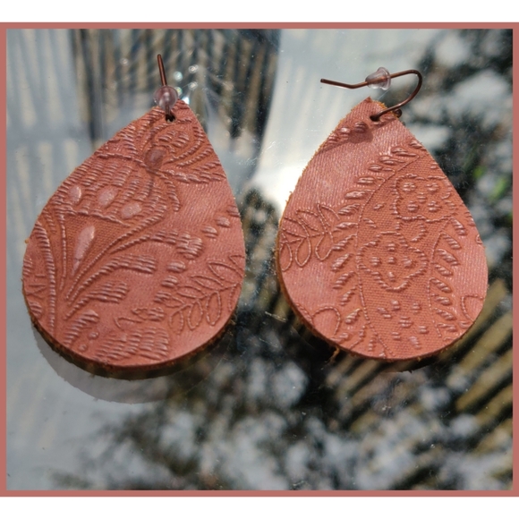 Jewelry - 3/$20 Chocolate embossed faux leather earrings